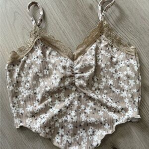 Ardene Beige Floral Lace Cami